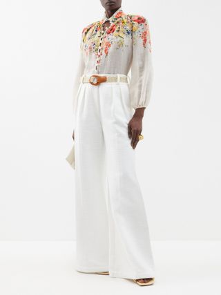 Alight floral-print ramie blouse