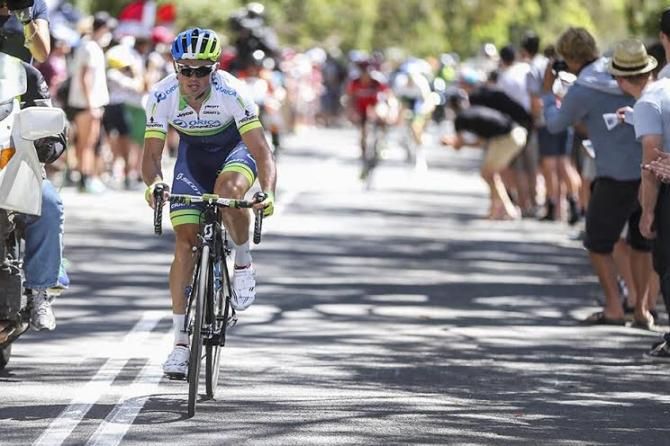 Simon Gerrans on the climb to the top of Mt Buninyong
