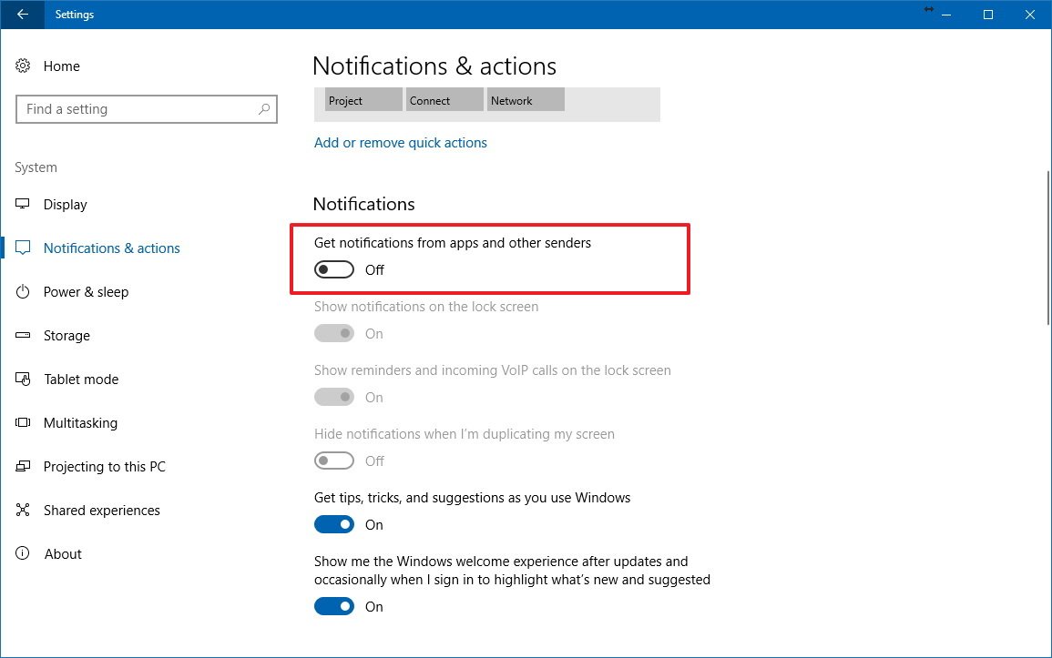 Notification system windows