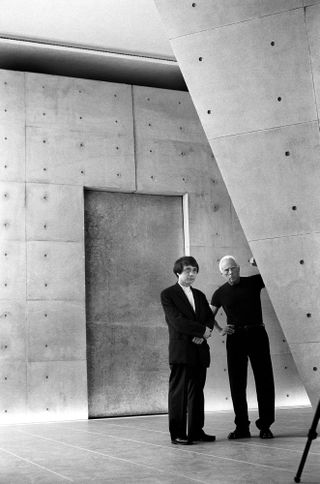 Tadao Ando and Giorgio Armani photographed in 2001 at the launch of Armani/Teatro in Milan