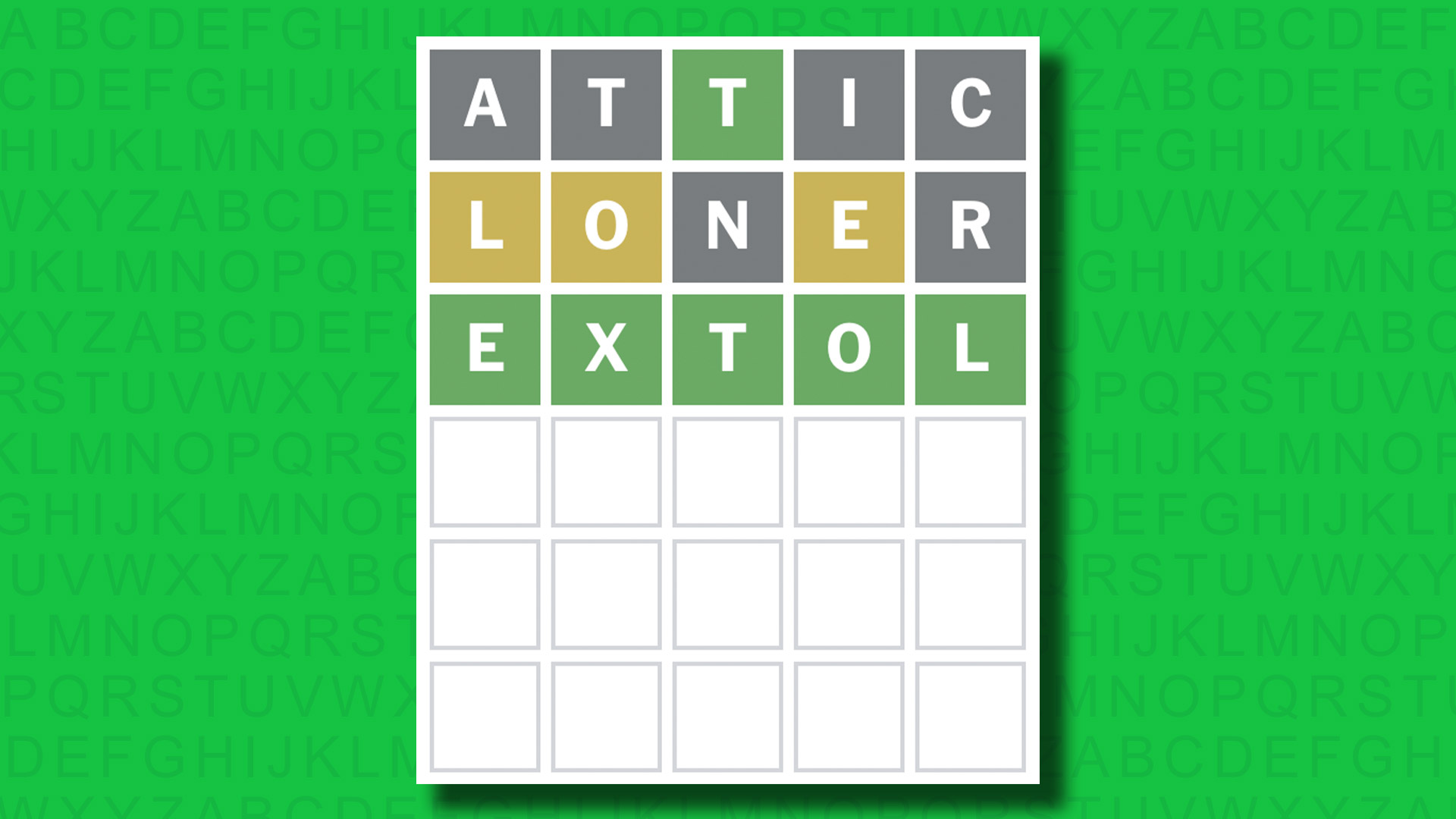 NYT Wordle answer for game 1524 on a green background