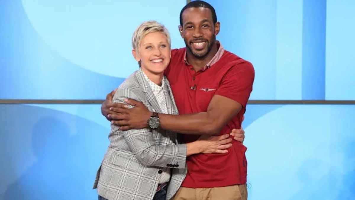 Ellen DeGeneres and Stephen &quot;tWitch&quot; Boss on The Ellen DeGeneres Show.