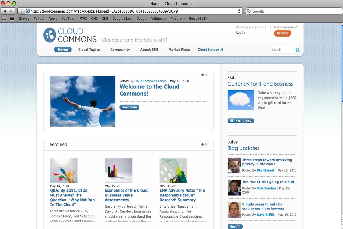 CA Cloud Commons website