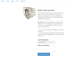 Telegram Delete Account Screenshot