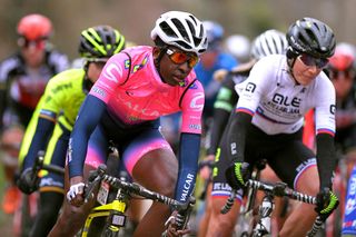 TIELTWINGE BELGIUM MARCH 01 Teniel Campbell of Trinidad and Tobago and Team Valcar Travel Service during the 16th Spar Omloop Van Het Hageland 2020 Women Elite a 130km race from Tienen to TieltWinge LottoCyclingCup BELCycling on March 01 2020 in TieltWinge Belgium Photo by Luc ClaessenGetty Images