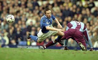 Nicky Barmby of Everton in action during the AXA sponsored FA Cup sixth round match against Aston Villa played at Goodison Park in Liverpool, England. The match ended 1-2 to Aston Villa.