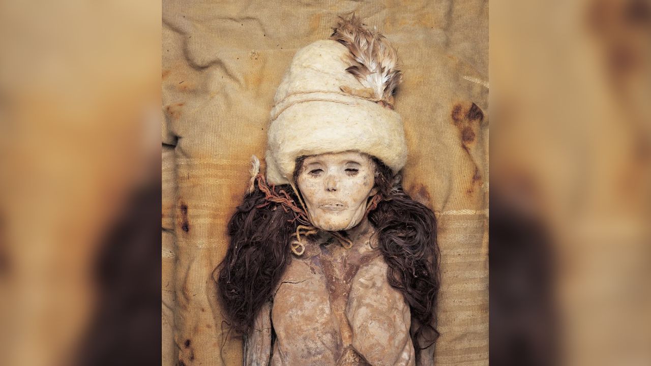 One of the Tarim mummies buried at the Xiaohe cemetery. New research shows they were descended from indigenous people and not from Indo-European migrants to the region, as previously thought.