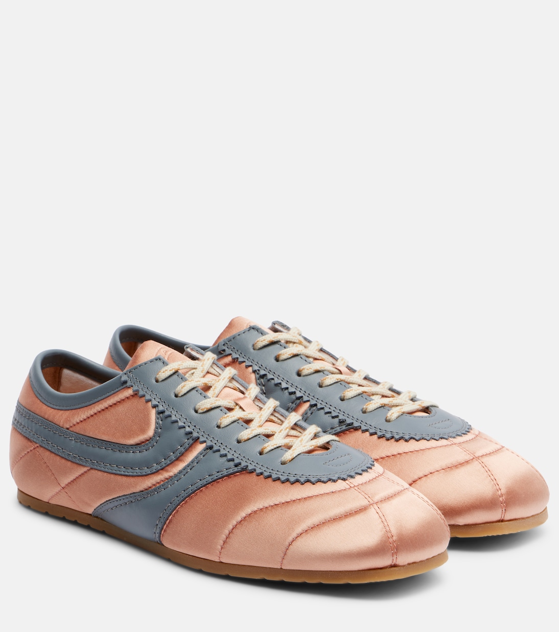 Leather-Trimmed Satin Sneakers in Pink - Dries Van Noten