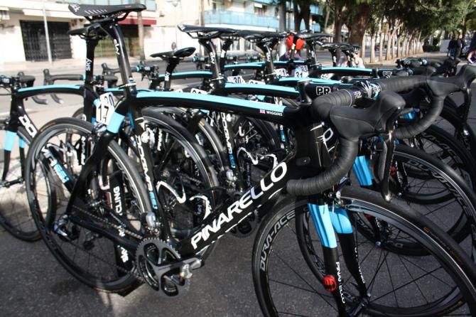 The Team Sky Pinarello bikes