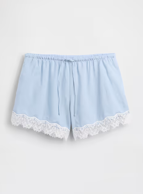 Gap, 4" Mid Rise Linen-Blend Lace-Trim Shorts