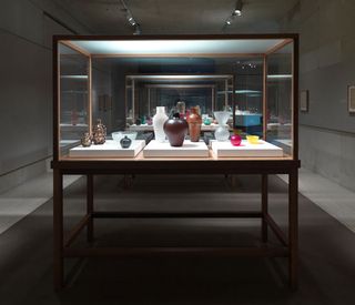 A table with a series of items on display.