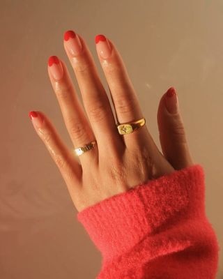 @imarninails red French tip manicure