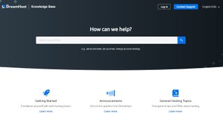 DreamHost's knowledge base homepage