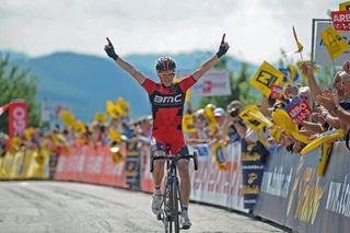 Mathias Frank (BMC) wins stage 5 at the Tour of Austria.
