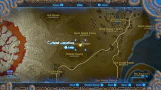 Zoomed in view of the location of the Spring of Power Breath of the Wild Captured Memories collectible