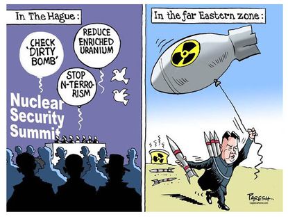 Political cartoon nuclear North Korea