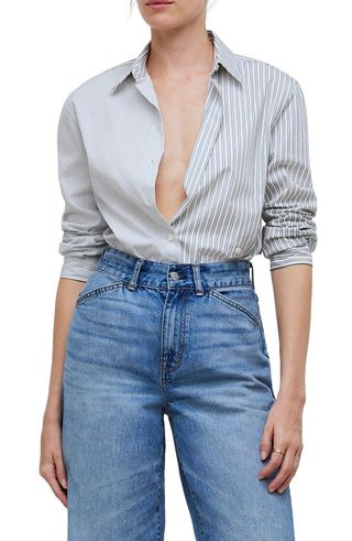 With-A-Twist Stripe Poplin Button-Up Shirt