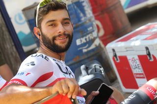 Fernando Gaviria was in good spirits before the start of stage 1 in San Juan