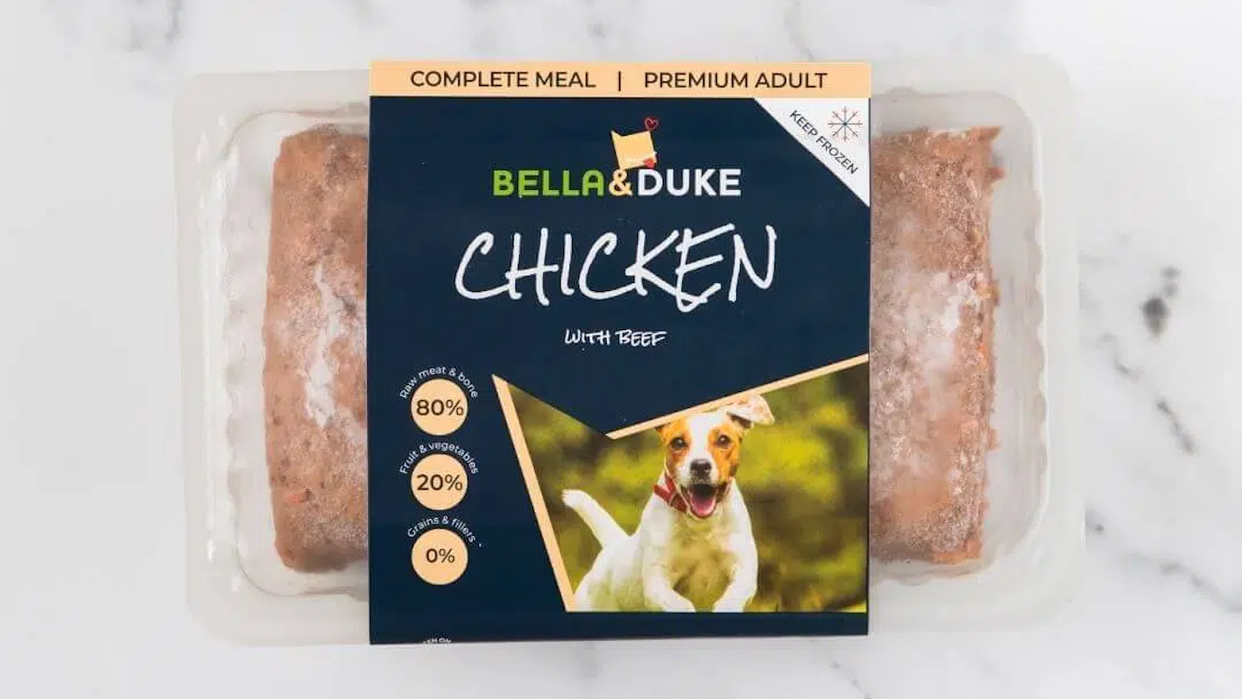 Tub of raw dog food from Bella &amp;amp; Duke