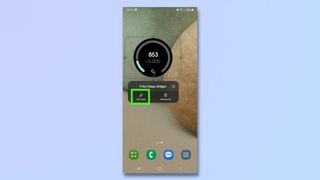 Screenshot showing how to stack widgets on a Samsung Galaxy - select edit icon