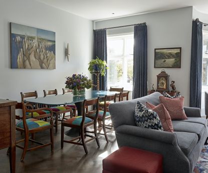 How do you decorate a dining room that doubles as a living room