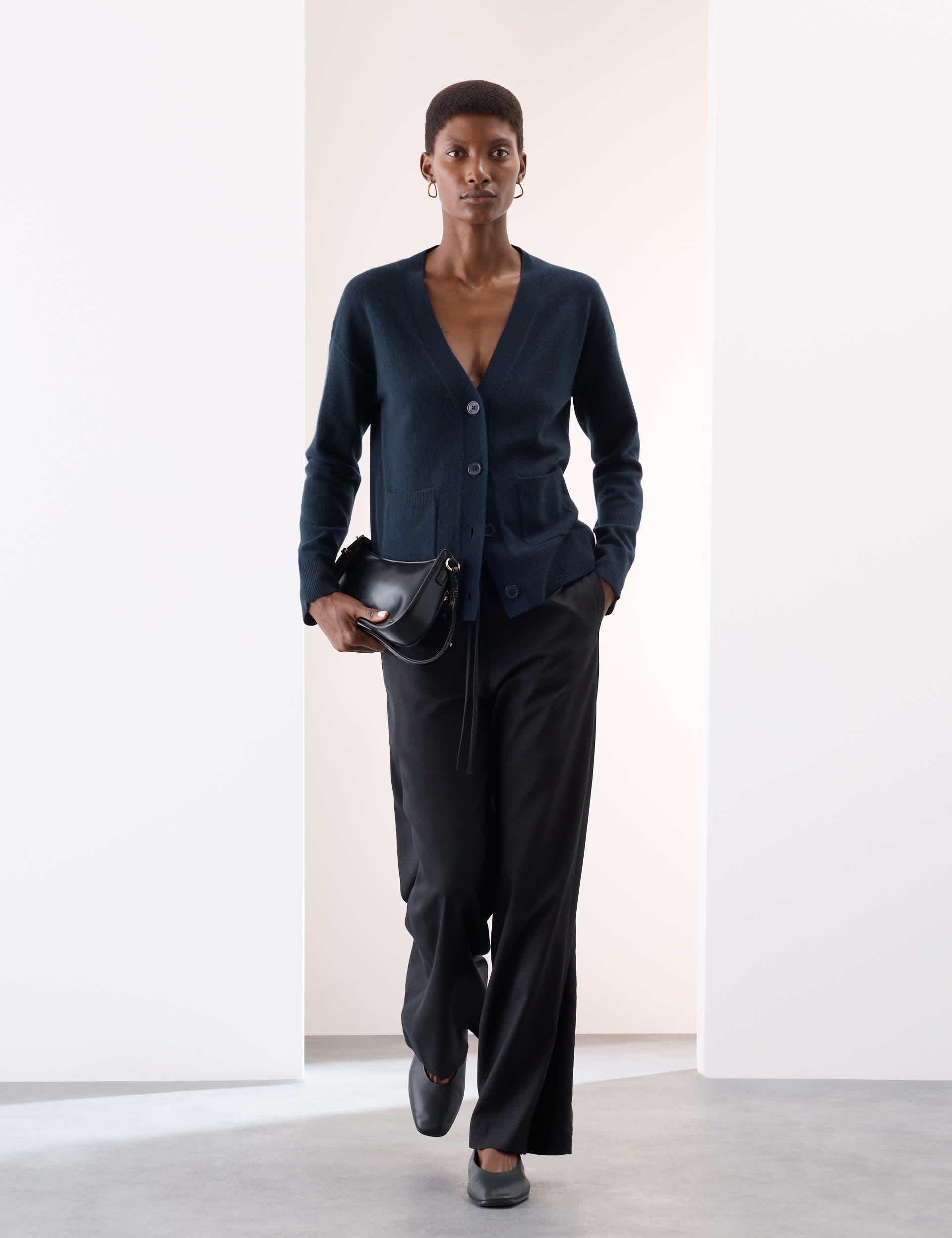 Pure Cashmere V-Neck Button Front Cardigan