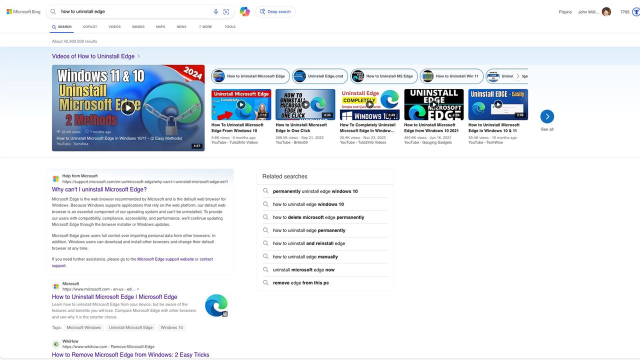 screenshot of Microsoft Edge search results