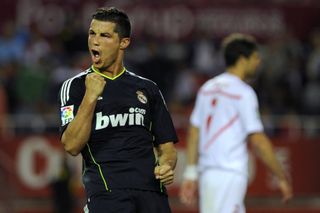 Cristiano Ronaldo celebrates after scoring for Real Madrid against Sevilla in May 2011.