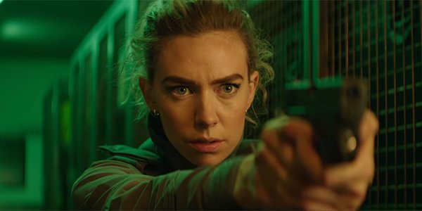 Hattie aiming her weapon at Brixton in Hobbs &amp; Shaw