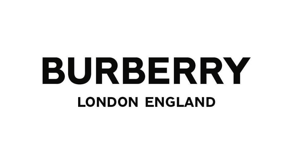 Peter Saville's logo for Burberry is a far cry from the original design (next slide). Images: Burberry