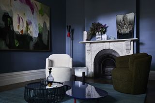 A blue living room in a St Kilda home