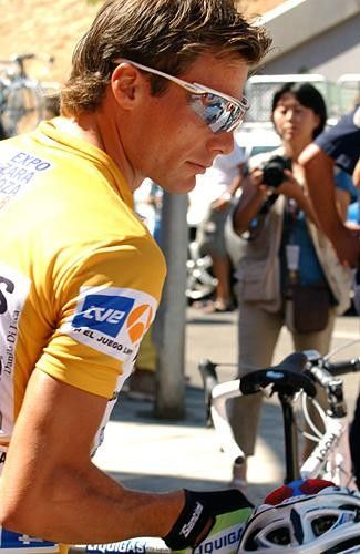 Danilo Di Luca (Liquigas) in the leader's jersey.