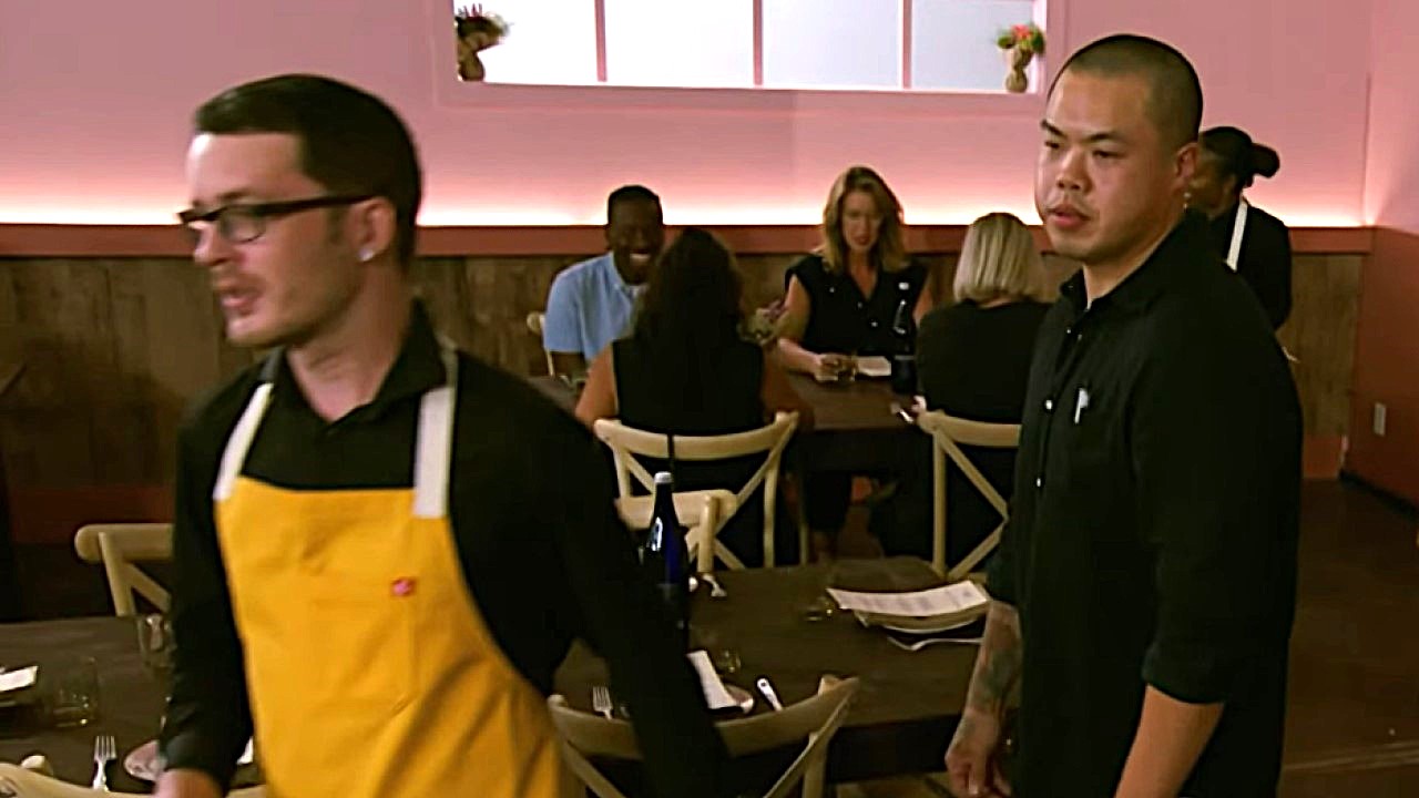 Shuai Wang (right) on Top Chef: Destination Canada, Season 22.