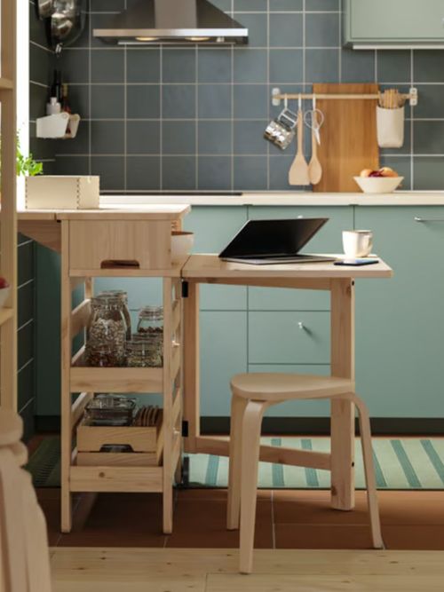 RESAR&Ouml; Mobile Drop-Leaf Table with Storage