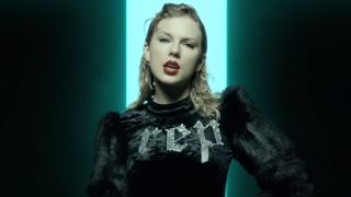 Taylor Swift wearing a Rep bodysuit in the Look What You Made Me Do music video.