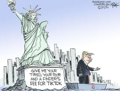 Political Cartoon U.S. Trump TikTok China