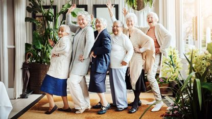 Elderly people dancing.