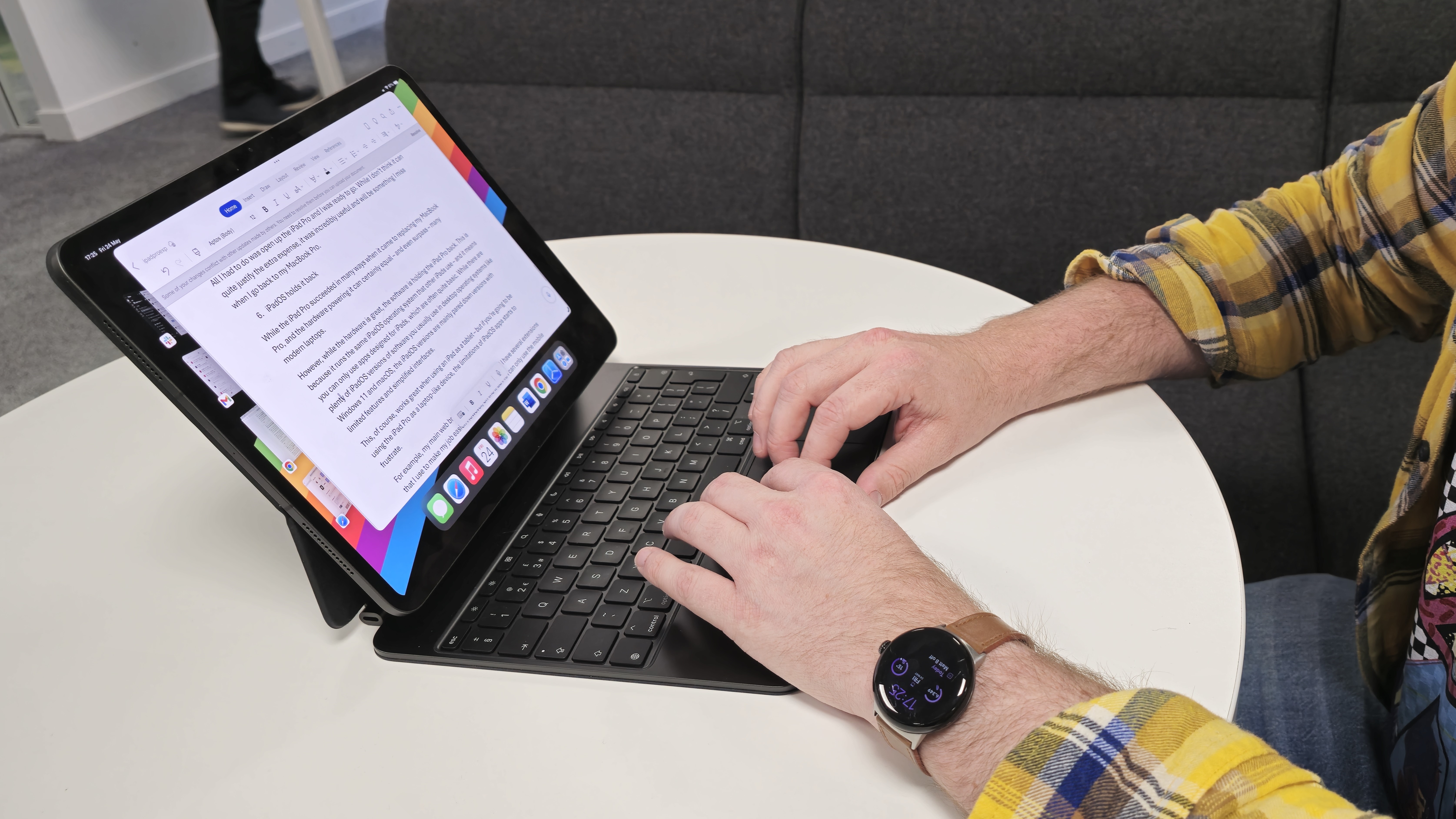 iPad Pro being used as a laptop in an office