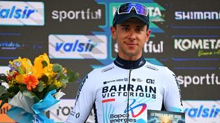 Antonio Tiberi on the podium of Tirreno-Adriatico 2025