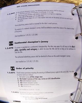 The section in the UCI Cycling Regulations