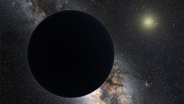 Artist's illustration of mysterious planet 9.