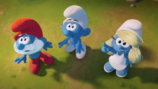 Papa Smurf, No Name Smurf and Smurfette in Smurfs 2025