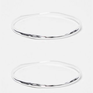 Accessorize 2 Pack Thin Bangles in Sterling Silver