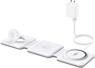 Charging Station for Apple Multiple Devices - 3 in 1 Foldable Magnetic Wireless Charger Dock - Travel Charging Pad for Iphone 15 14 13 12 Pro Max Plus Watch 
Airpods