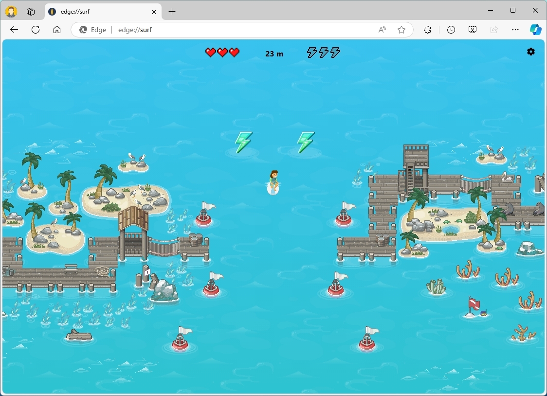 How to take a quick break with the Surf game on Microsoft Edge