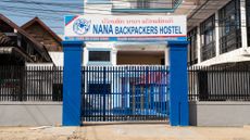 A general view shows the Nana Backpackers Hostel in Vang Vieng