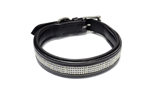 Requisite diamante trim dog collar