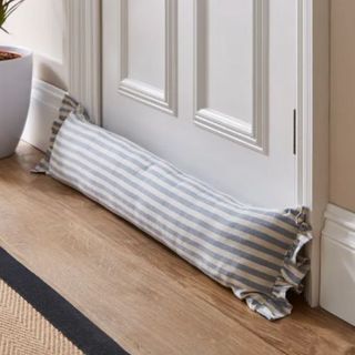 blue and white striped draught excluder from dunelm