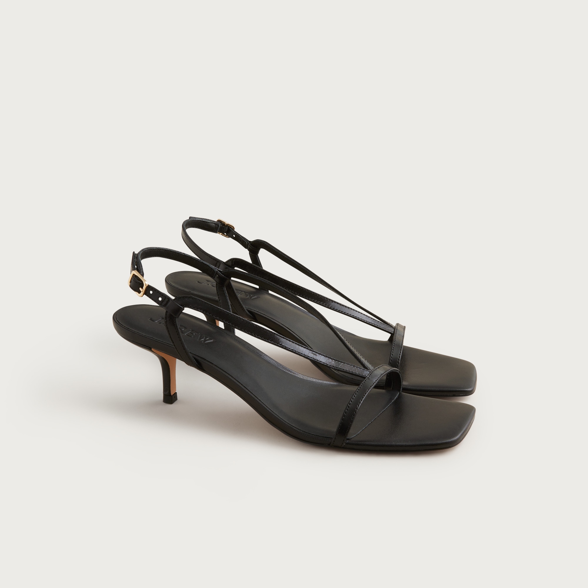 Krista Slingback Kitten-Heel Sandals in Leather