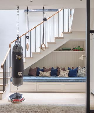Home gym in the hall with punch bag